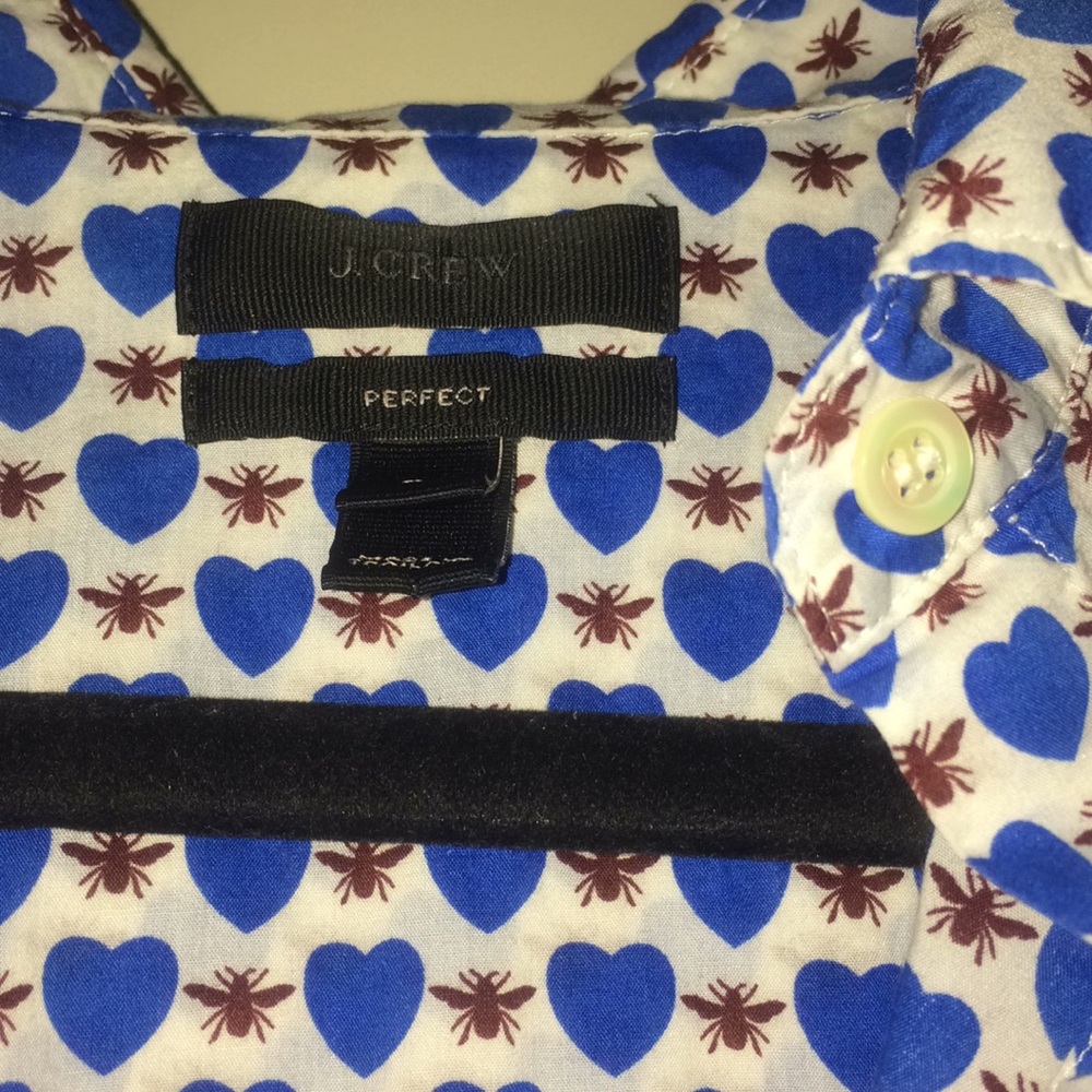 J Crew button down hearts and bees